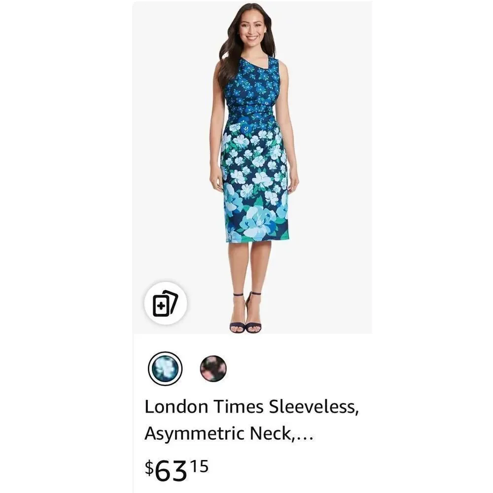 London Times Sleeveless, Asymmetric Neck, Pleated Midi - 4